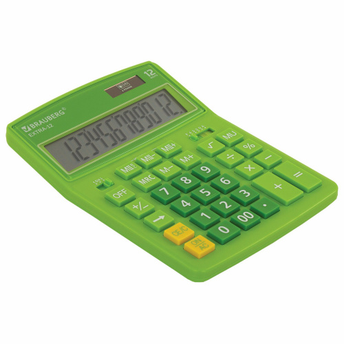 Калькулятор настольный BRAUBERG, 206x155 мм, 12 разрядов, двойное питание, зеленый фото 9