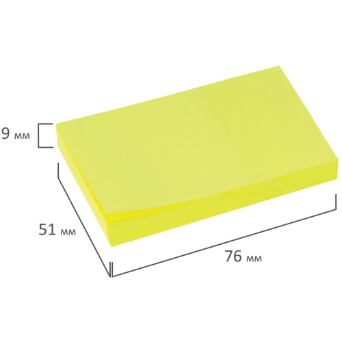 Блок самоклеящийся (стикеры), BRAUBERG, 76х51 мм, 90 листов, желтый фото 4