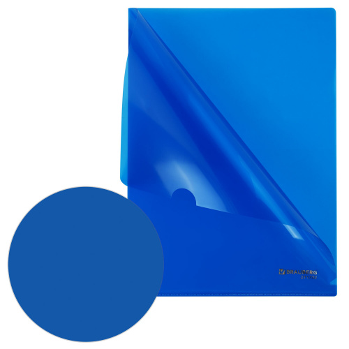 Папка-уголок жесткая А4, синяя, 0,15 мм, BRAUBERG EXTRA, 271702 фото 6