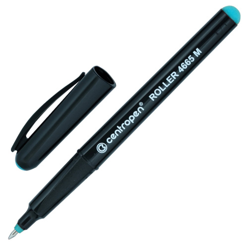 Ручка-роллер CENTROPEN, трехгранная, корпус черный, узел 0,7 мм, линия письма 0,6 мм,зеленая