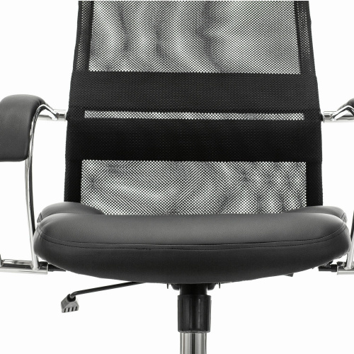 Кресло офисное BRABIX PREMIUM "Stalker EX-608 CH", хром, ткань-сетка/кожзам, черное фото 10