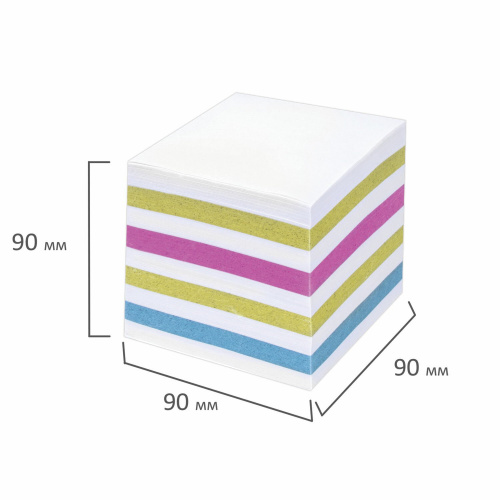 Блок для записей STAFF, непроклеенный, куб 9х9х9 см, цветной, чередование с белым фото 5