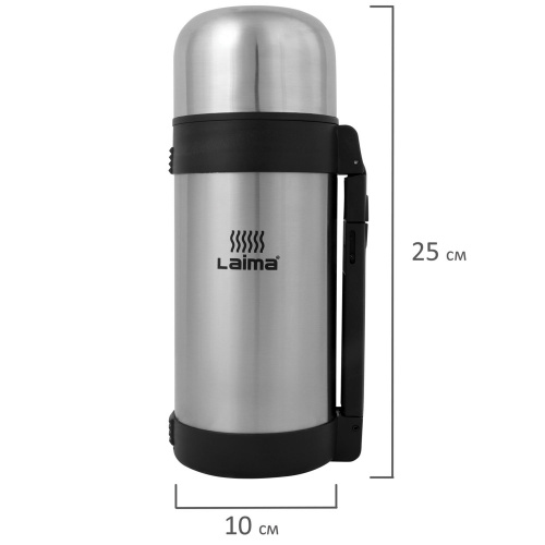 Термос классический с узким горлом LAIMA, 1,2 л, нержавеющая сталь, пластиковая ручка фото 10