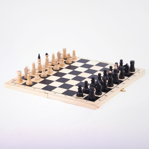 Шахматы, шашки, нарды (3 в 1) ЗОЛОТАЯ СКАЗКА, доска 40х40 см, деревянные фото 8