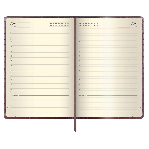 Ежедневник недатированный BRAUBERG "Comodo", А5, 138х213 мм,  под кожу, 160 л., темно-коричневый фото 4