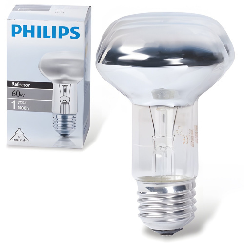Лампа накаливания PHILIPS Spot, 60 Вт, колба 63 мм, цоколь E27, угол 30°, зеркальная