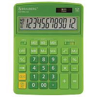 Калькулятор настольный BRAUBERG, 206x155 мм, 12 разрядов, двойное питание, зеленый