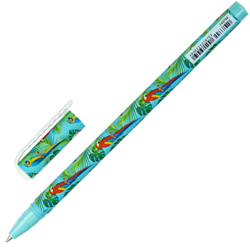 Ручка шариковая BRAUBERG SOFT TOUCH STICK "PARROTS", мягкое покрытие, узел 0,7 мм, синяя фото 3