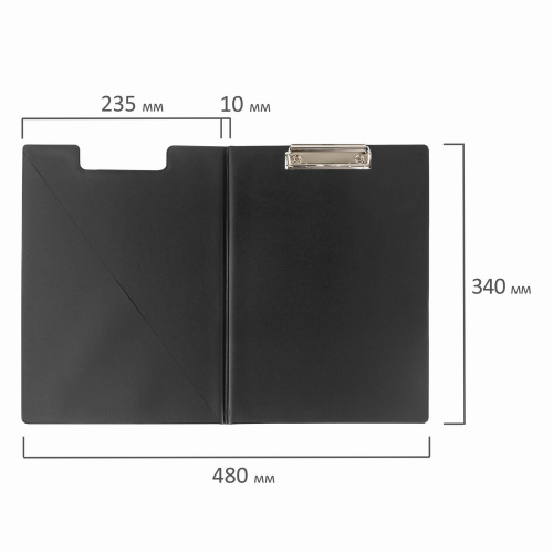 Папка-планшет ОФИСМАГ, А4, с прижимом и крышкой, черная фото 5