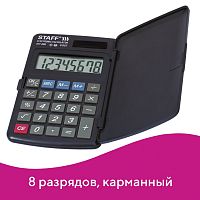 Калькулятор карманный STAFF STF-899, 117х74 мм, 8 разрядов, двойное питание