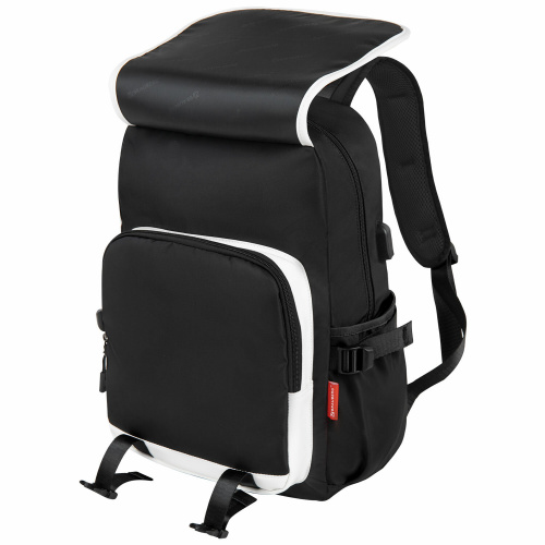 Рюкзак BRAUBERG FUSION универcальный, USB-порт, черный с белыми вставками, 45х31х15см, 271657 фото 4