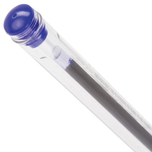 Ручка шариковая масляная ОФИСМАГ, корпус прозрачный, линия письма 0,35 мм, синяя фото 6