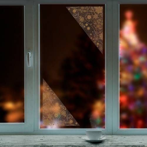 Украшение для окон и стекла ЗОЛОТАЯ СКАЗКА "Узоры из золотых снежинок 3", 30х38 см, ПВХ фото 3