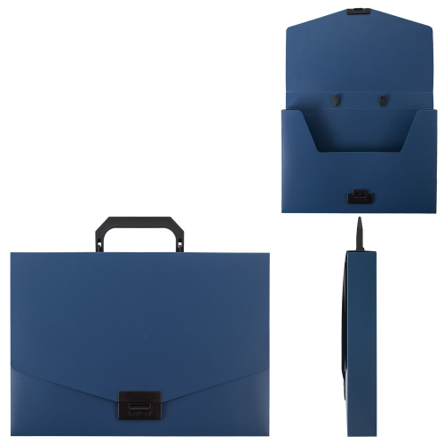 Портфель пластиковый STAFF, А4, без отделений, синий фото 9