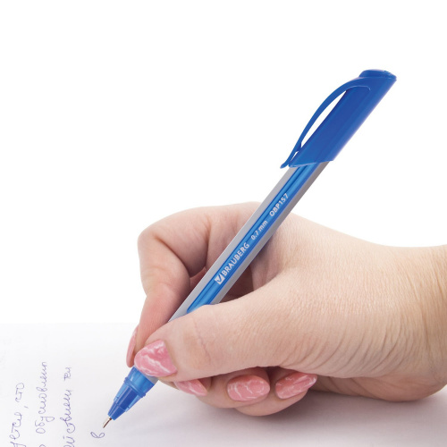 Ручка шариковая масляная BRAUBERG "Extra Glide Soft Grey", линия письма 0,35 мм, синяя фото 2