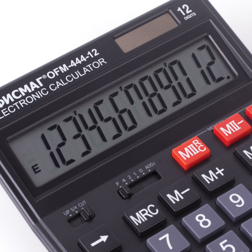 Калькулятор настольный ОФИСМАГ, 199x153 мм, 12 разрядов, двойное питание, черный фото 9