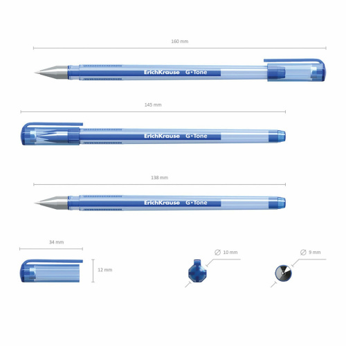 Ручка гелевая ERICH KRAUSE "G-Tone", корпус тонированный синий, линия письма 0,4 мм, синяя фото 4