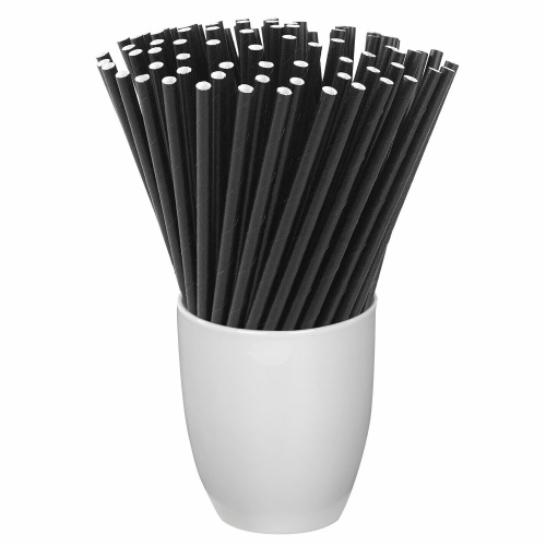 Трубочки для коктейлей бумажные, прямые, 6х205 мм, черные, комплект 50 штук, LAIMA фото 3