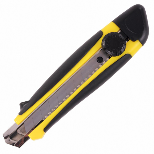 Нож канцелярский BRAUBERG "Universal", 18 мм, роликовый фиксатор, резиновые вставки, блистер фото 4