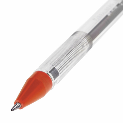 Ручка шариковая масляная BRAUBERG "Rite-Oil", корпус прозрачный, линия письма 0,35 мм, красная фото 7