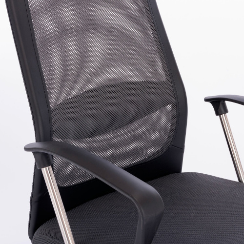 Кресло офисное BRABIX "Flight R EX-541", хром, ткань TW, сетка, черное/серое фото 9