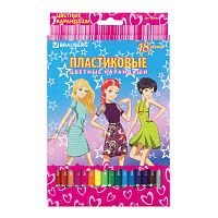Карандаши цветные BRAUBERG "Pretty Girls", 18 цветов, пластиковые, заточенные, картонная упаковка