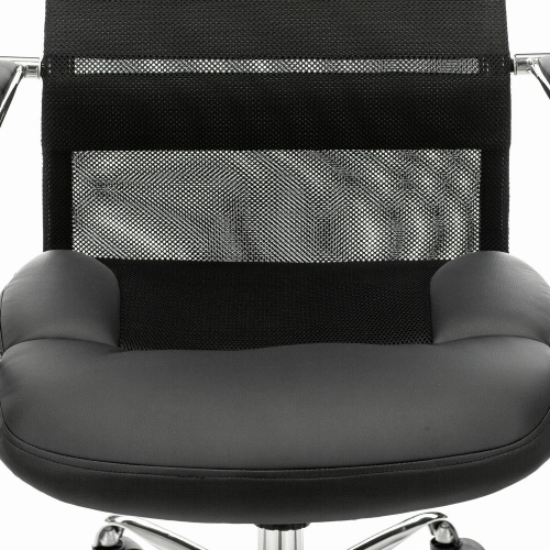 Кресло офисное BRABIX PREMIUM "Stalker EX-608 CH", хром, ткань-сетка/кожзам, черное фото 2