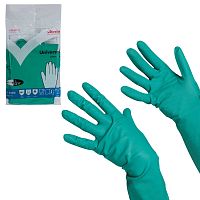 Перчатки хозяйственные нитриловые VILEDA, универсальные, антиаллергенные, размер L, зеленые