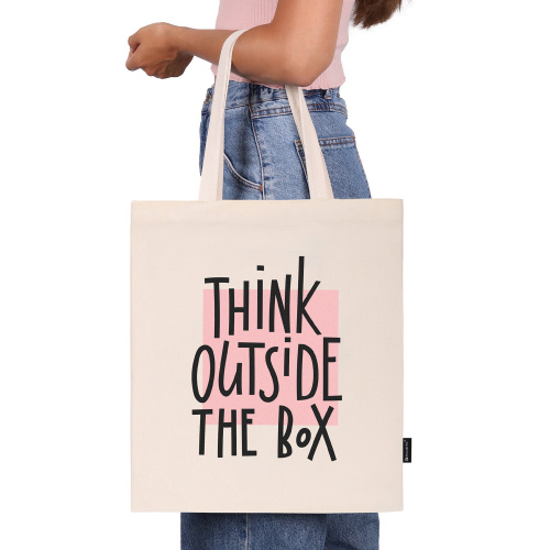 Сумка-шоппер BRAUBERG, канвас, 40х35 см, бежевый, "Think outside the box", 271898 фото 5