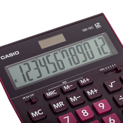Калькулятор настольный CASIO, 210х155 мм, 12 разрядов, двойное питание, бордовый фото 3