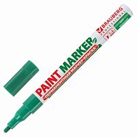 Маркер-краска лаковый (paint marker) BRAUBERG PROFESSIONAL, 2 мм, без запаха, алюминий, зеленый
