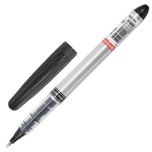 Ручка-роллер BRAUBERG "Control", корпус серебристый, линия письма 0,3 мм, черная фото 2