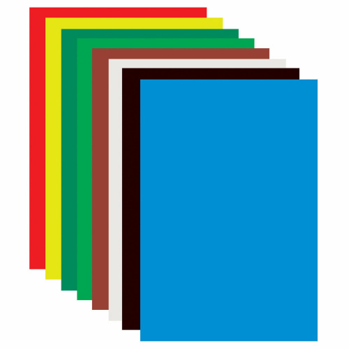 Картон цветной ПИФАГОР, А4, немелованный (матовый), 16 л., 8 цв., 200х283 мм фото 5
