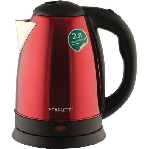 Чайник SCARLETT SC-EK21S76, 2 л, 1800 Вт, закрытый нагревательный элемент, сталь, красный фото 2