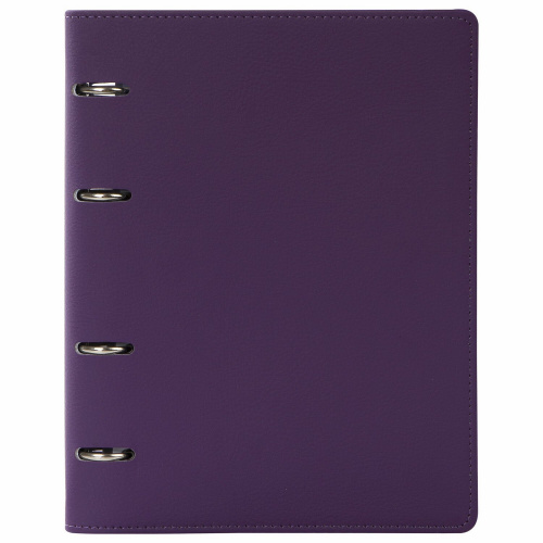Тетрадь на кольцах BRAUBERG, А5, 120 листов, под кожу, фиолетовый/светло-фиолетовый фото 6