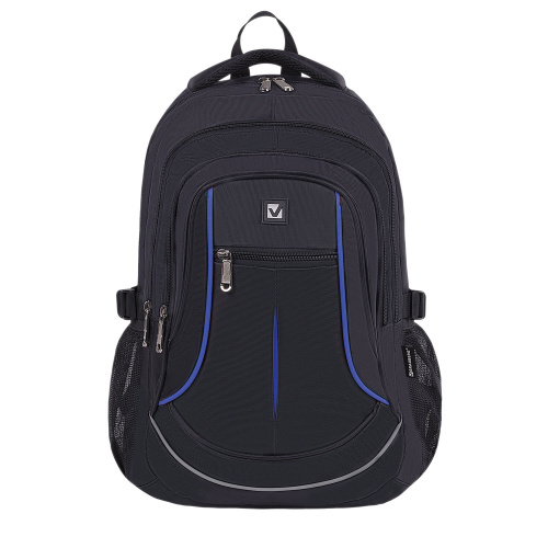 Рюкзак BRAUBERG универсальный, 3 отделения, черный, синие детали, 46х31х18см, хххххх, 271652 фото 2