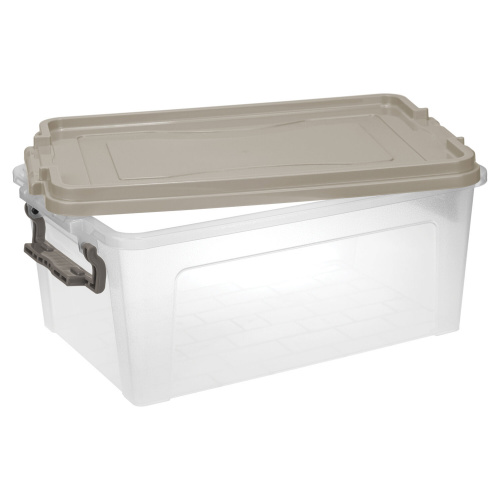 Ящик IDEA, 25 л, 24х48х32 см, с крышкой на защелках, для хранения, пластиковый, прозрачный фото 3