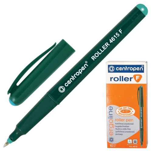 Ручка-роллер CENTROPEN, трехгранная, корпус зеленый, узел 0,5 мм, линия письма 0,3 мм, зеленая