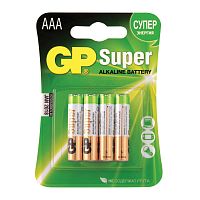 Батарейки GP Super, AAA, 4 шт., алкалиновые, мизинчиковые, блистер