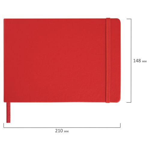 Скетчбук, слоновая кость 140 г/м2 210х148 мм, 80 л., КОЖЗАМ, резинка, BRAUBERG ART CLASSIC, красный фото 6