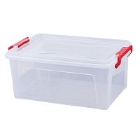 Ящик IDEA, 14 л, 18х43х28 см, пластиковый, прозрачный, с крышкой на защелках, для хранения