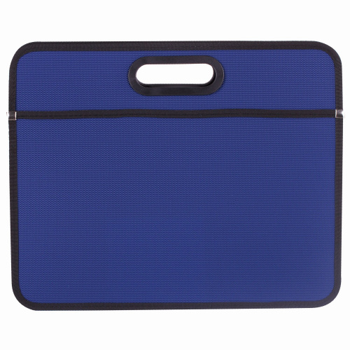 Сумка пластиковая BRAUBERG, А4+, на молнии, внешний карман, фактура бисер, синяя фото 4