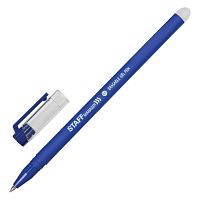 Ручка стираемая гелевая STAFF ERASE, прорезиненный корпус, линия письма 0,35 мм, синяя