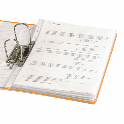 Папка-регистратор BRAUBERG, покрытие из ПВХ, 80 мм, с уголком, оранжевая фото 5