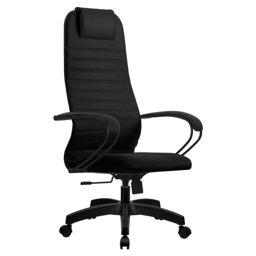 Кресло офисное МЕТТА "SU-B-10" пластик, ткань-сетка, сиденье и спинка мягкие, черное фото 9