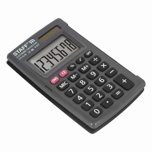 Калькулятор карманный STAFF, 104х63 мм, 8 разрядов, двойное питание фото 4