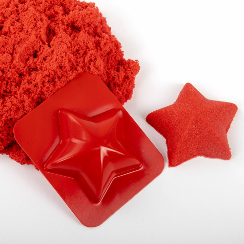 Песок для лепки кинетический BRAUBERG KIDS, красный, 500 г, 2 формочки, ведерко фото 6