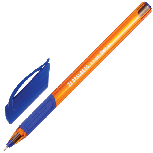 Ручка шариковая масляная BRAUBERG "Extra Glide GT Tone Orange", линия письма 0,35 мм, синяя фото 7