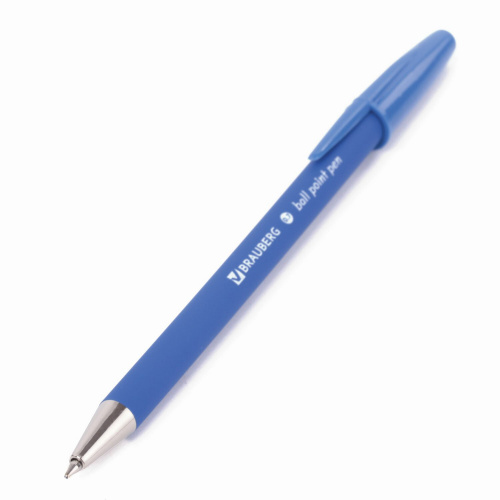 Ручка шариковая BRAUBERG "Capital-X", СИНЯЯ, корпус soft-touch синий, линия письма 0,35 мм, синяя фото 10