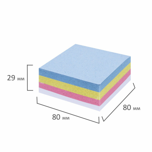 Блок для записей STAFF, проклеенный, куб 8х8 см, 350 л., цветной, чередование с белым фото 3